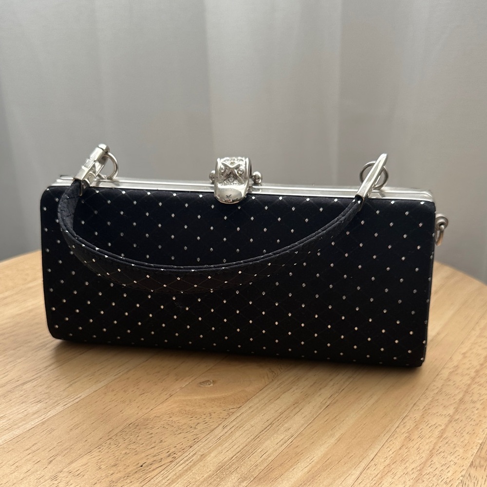 Elegant Black Clutch with Silver Accents